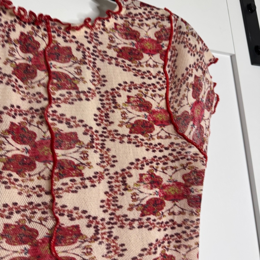 Free People red floral blouse - Picture 6 of 11